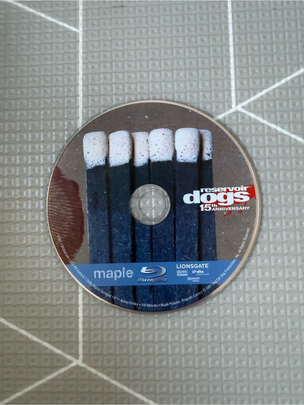 Reservoir Dogs 15th Anniversary Blu-ray Disc Only - Matchstick Artwork